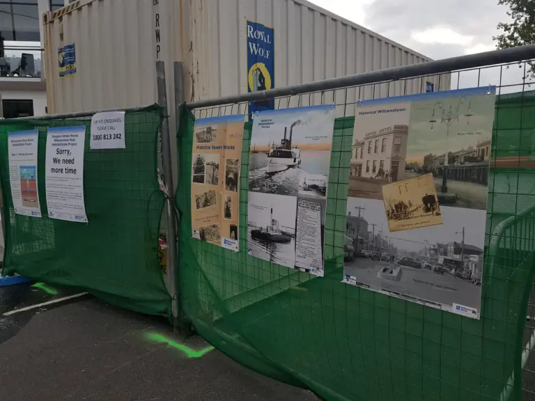 Ferguson Street Williamstown work zone community campaign Melbourne Water sewer project