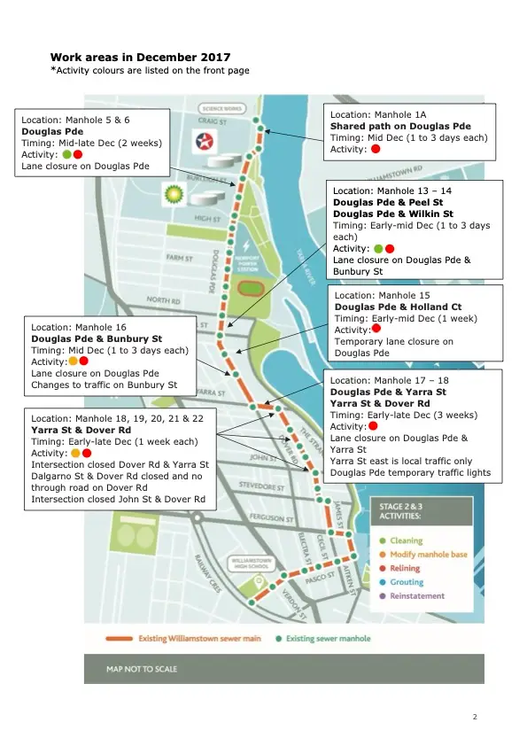 Williamstown sewer project construction notification map and resident update Melbourne Water