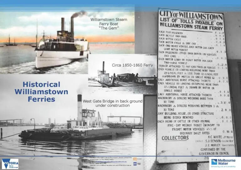 Historical Williamstown ferries and waterfront transport Melbourne Water community campaign