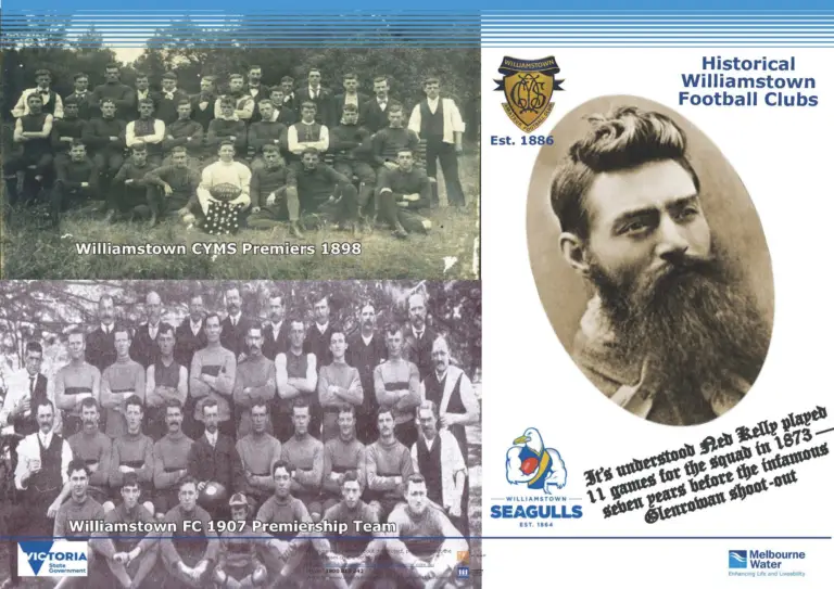 Historical Williamstown football teams and Ned Kelly reference Melbourne Water project community campaign