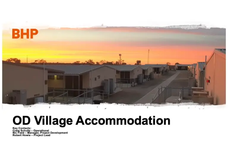 Olympic Dam village accommodation units Roxby Downs workforce housing BHP