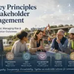 Infographic illustrating the 10 key principles of stakeholder engagement, including communication, trust, collaboration, transparency, and relationship building.