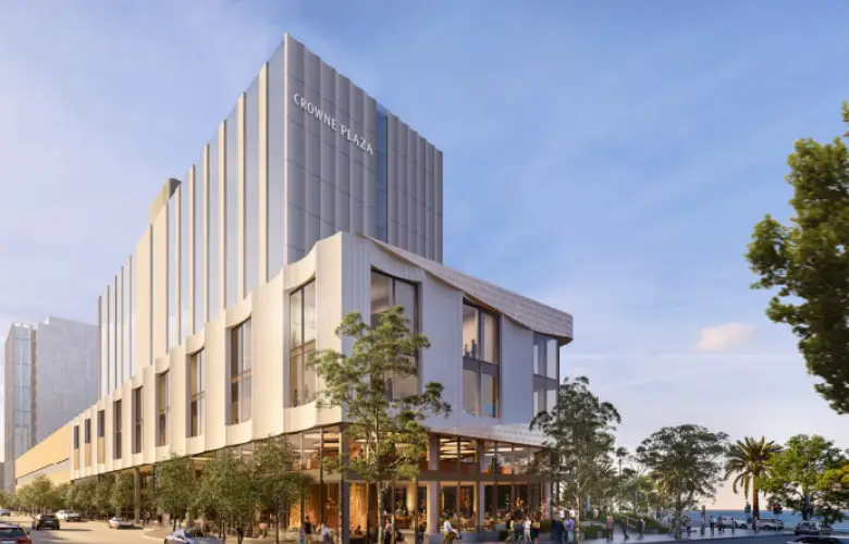 Crowne Plaza Geelong waterfront hotel featuring premium accommodation, rooftop Skybar, waterfront dining and views across Corio Bay.