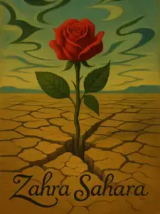 Symbolic artwork representing Zahra Sahara, featuring desert imagery, radiant light, feminine energy and themes of spiritual growth, self-discovery and transformation.