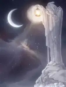 Spiritual artwork depicting Laylat al-Qadr, the Night of Power, featuring celestial light, Islamic symbolism, stars, prayer and radiant illumination representing divine mercy and spiritual awakening.
