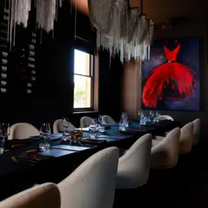 Elegant dining room interior at Carnivore Restaurant Adelaide.