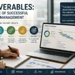 Modern project management concept image featuring strategic planning, deliverables, governance frameworks, project dashboards and leadership-focused delivery within a contemporary corporate environment.