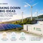 Energy 101 Series infographic explaining renewable energy, batteries, hydro and Australia’s future energy transition