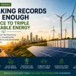 Energy 101 Series article exploring the global race to triple renewable energy capacity through solar, wind, batteries and grid infrastructure