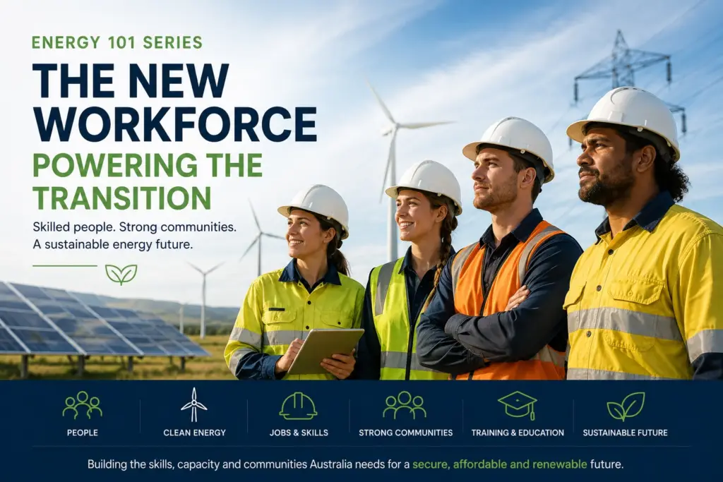 Energy 101 Series article exploring the workforce, skills and communities driving Australia’s renewable energy transition