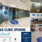 Novavax COVID-19 Vaccination Clinic opening at Level 3 Myer Centre Adelaide featuring public health signage, clinic interiors, waiting areas and vaccination booths during the South Australian COVID-19 response in February 2022.