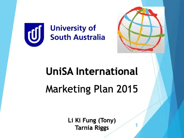 UniSA International Marketing Plan 2015 presentation cover University of South Australia