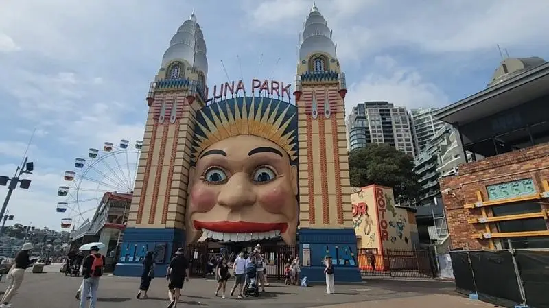 Luna Park Sydney entrance with iconic smiling face at Milsons Point.