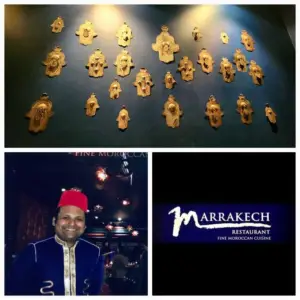 Traditional Moroccan décor and hospitality at Marrakech Restaurant in North Adelaide, featuring handcrafted Moroccan artwork and authentic cultural elements.